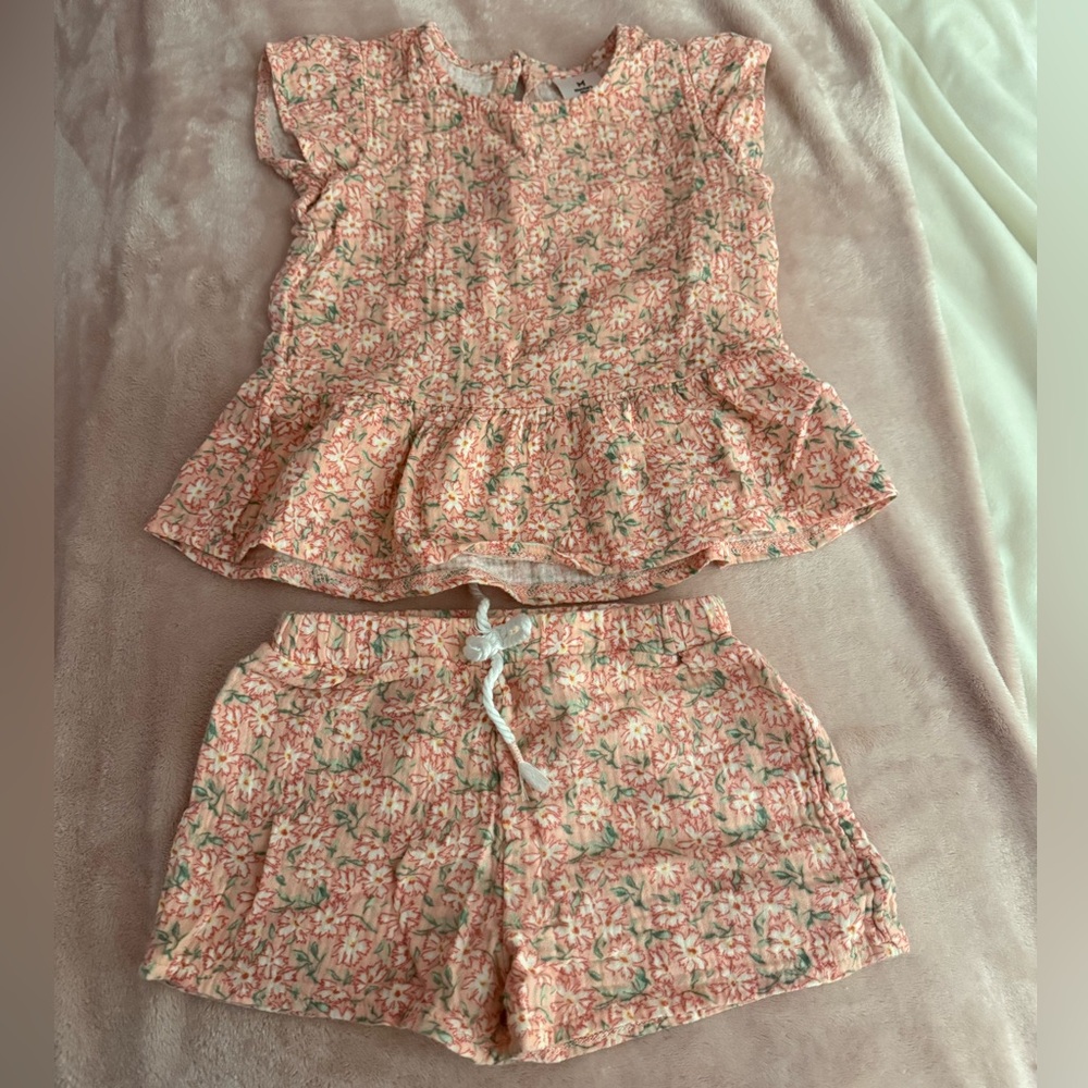 Floral Kids Matching Set - Pink and Green